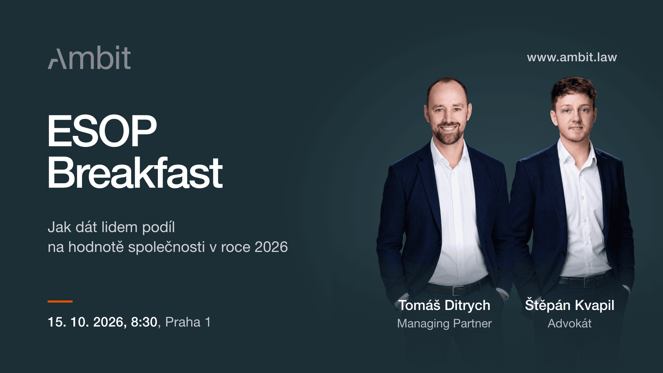 Zveme vás na ESOP Breakfast: jak dát lidem podíl na hodnotě společnosti v roce 2026