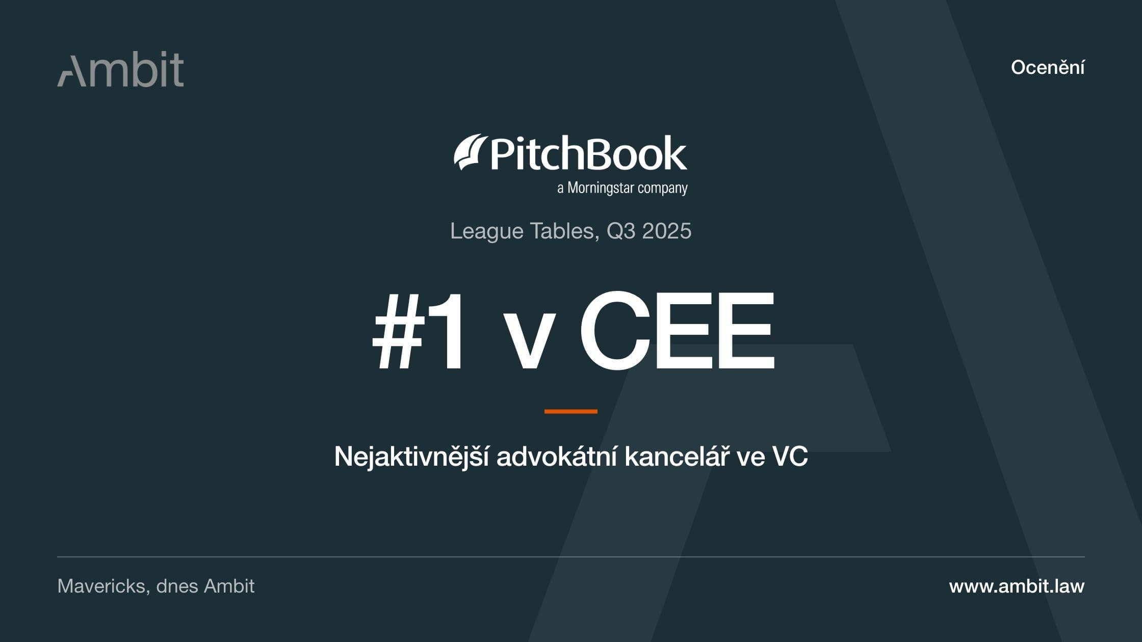Mavericks jsou #1 v CEE v PitchBook League Tables za Q3 2025
